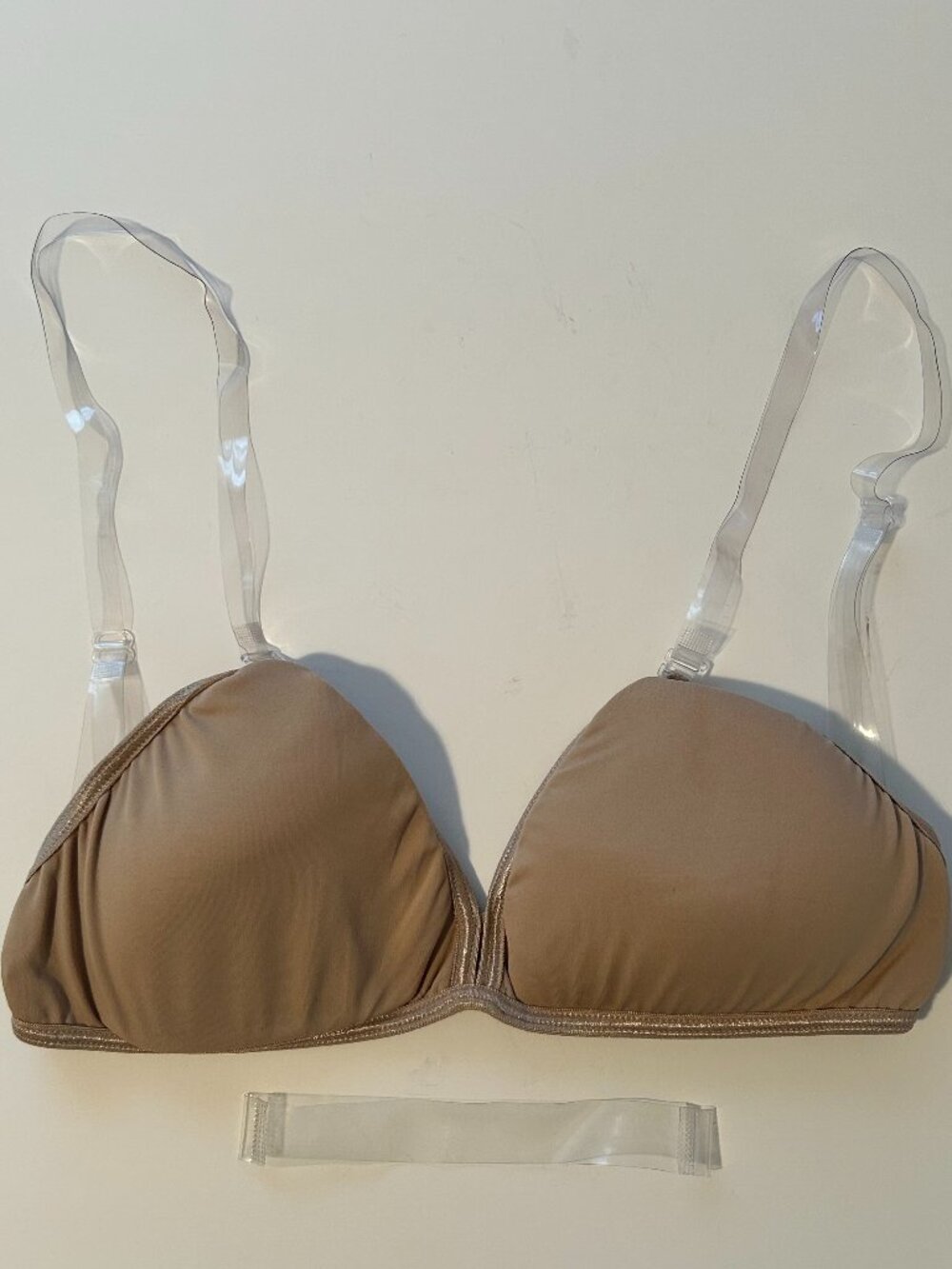Body Wrappers Nude Clear Strap Bra Size Small 32 A/B